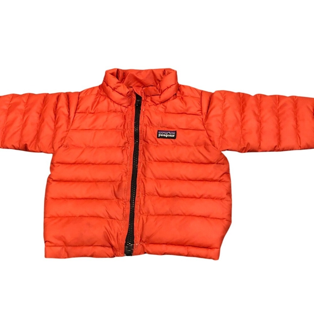 Patagonia Down Sweater Jacket Baby 12M Orange Puffer Full Zip 60515F8